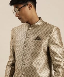 VASTRAMAY Men's Bronze-Toned Silk Blend Jodhpuri Rakhi