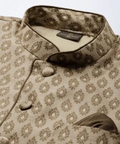 VASTRAMAY Men's Bronze-Toned Silk Blend Jodhpuri Rakhi