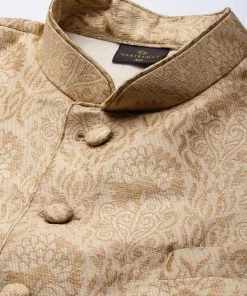 VASTRAMAY Men's Rose Gold-Toned Silk Blend Ethnic Jodhpuri Rakhi