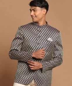 Rakhi VASTRAMAY Men's Navy Blue Silk Blend Ethnic Jodhpuri