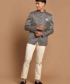 Rakhi VASTRAMAY Men's Navy Blue Silk Blend Ethnic Jodhpuri