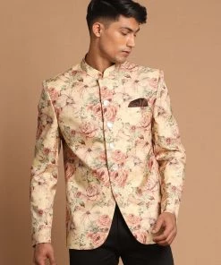 VASTRAMAY Men's Beige Color Printed Jodhpuri Rakhi