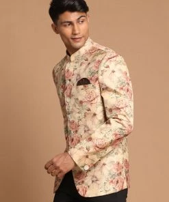 VASTRAMAY Men's Beige Color Printed Jodhpuri Rakhi