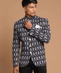 Bandhgala/Jodhpuri VASTRAMAY Men's Black Printed Jodhpuri