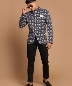 Bandhgala/Jodhpuri VASTRAMAY Men's Black Printed Jodhpuri