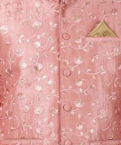 Vastramay Men's Pink Cotton Silk Blend Ethnic Jacket Buy 1 Get 1