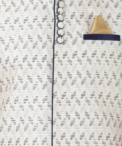 Vastramay Men's White Cotton Silk Blend Ethnic Jacket