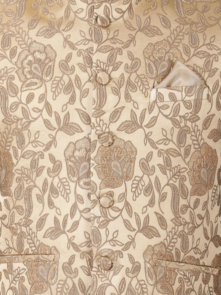 Vastramay Men's Beige Cotton Silk Blend Ethnic Jacket 5 Vastramay Men's Beige Cotton Silk Blend Ethnic Jacket