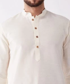 VASTRAMAY Men's Cream And Maroon Silk Blend Kurta And Dhoti Set 12 VASTRAMAY Men's Cream And Maroon Silk Blend Kurta And Dhoti Set