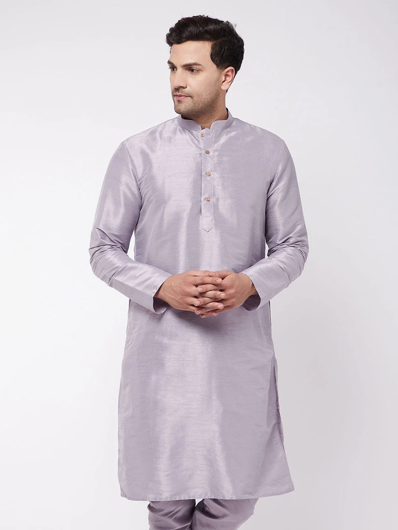 Ganesh Chaturthi VASTRAMAY Men's Lavender Silk Blend Kurta 3 Ganesh Chaturthi VASTRAMAY Men's Lavender Silk Blend Kurta