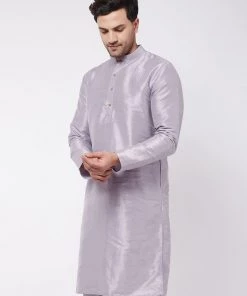 Ganesh Chaturthi VASTRAMAY Men's Lavender Silk Blend Kurta