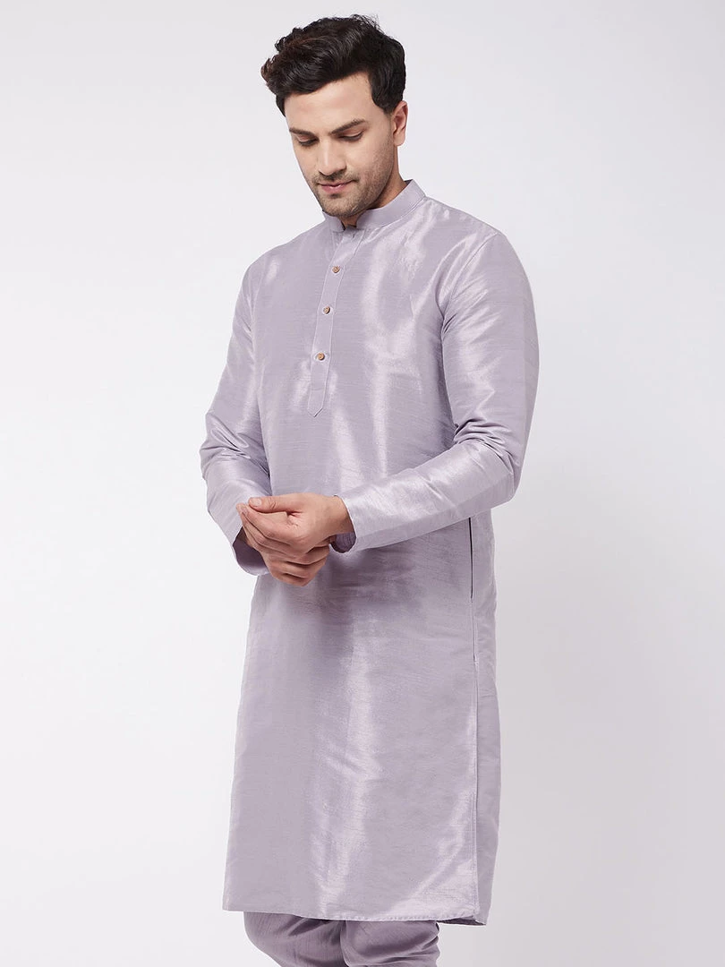 Ganesh Chaturthi VASTRAMAY Men's Lavender Silk Blend Kurta 4 Ganesh Chaturthi VASTRAMAY Men's Lavender Silk Blend Kurta