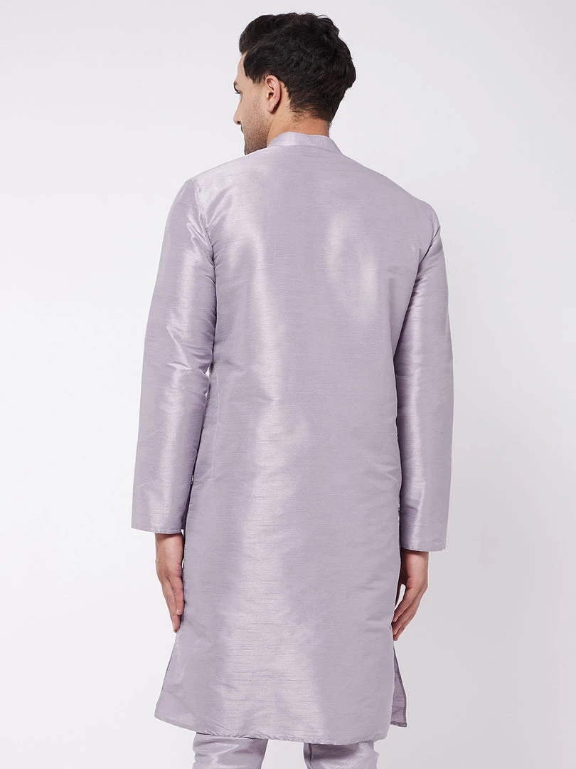 Ganesh Chaturthi VASTRAMAY Men's Lavender Silk Blend Kurta 5 Ganesh Chaturthi VASTRAMAY Men's Lavender Silk Blend Kurta