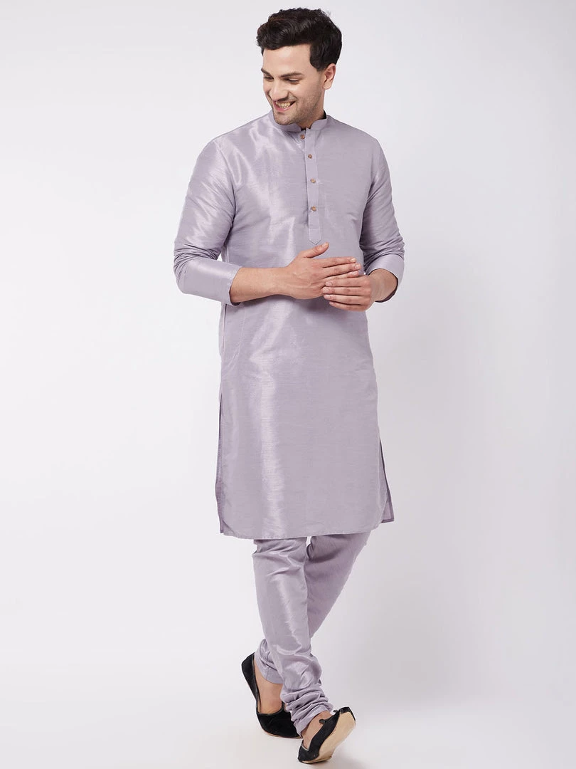 Ganesh Chaturthi VASTRAMAY Men's Lavender Silk Blend Kurta 7 Ganesh Chaturthi VASTRAMAY Men's Lavender Silk Blend Kurta