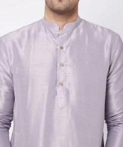 VASTRAMAY Men's Lavender Silk Blend Kurta And Pyjama Set