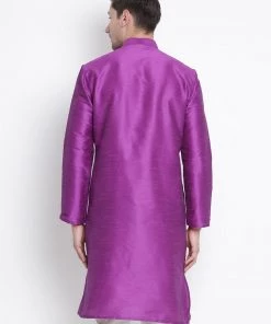 Vastramay Men's Purple Cotton Silk Blend Kurta