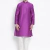 Vastramay Men's Purple Cotton Silk Blend Kurta And Pyjama Set