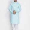 Vastramay Men's Light Blue Cotton Kurta And Pyjama Set 1 Vastramay Men's Light Blue Cotton Kurta And Pyjama Set