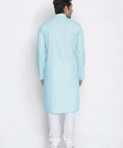 Vastramay Men's Light Blue Cotton Kurta And Pyjama Set 10 Vastramay Men's Light Blue Cotton Kurta And Pyjama Set