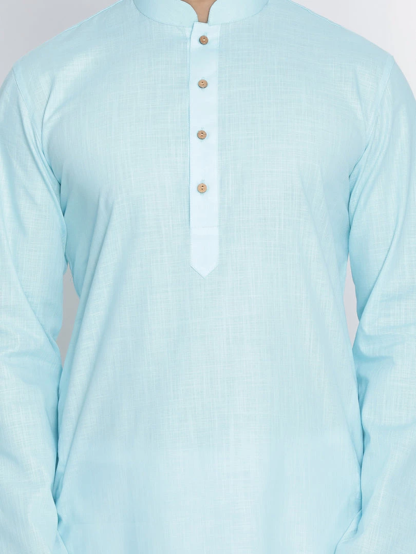 Vastramay Men's Light Blue Cotton Kurta And Pyjama Set 7 Vastramay Men's Light Blue Cotton Kurta And Pyjama Set