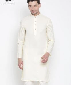 Vastramay Men's Beige Cotton Kurta