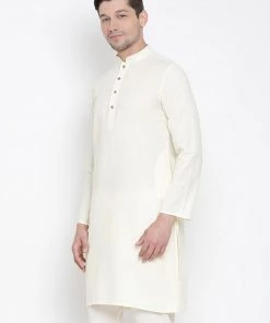 Vastramay Men's Beige Cotton Kurta