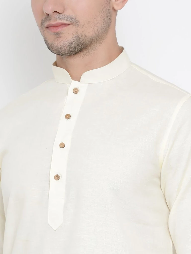 Vastramay Men's Beige Cotton Kurta 5 Vastramay Men's Beige Cotton Kurta