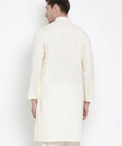 Vastramay Men's Beige Cotton Kurta 11 Vastramay Men's Beige Cotton Kurta
