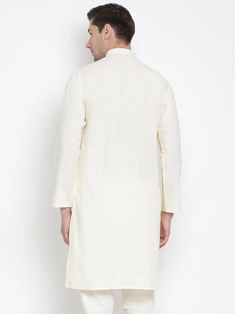 Vastramay Men's Beige Cotton Kurta 6 Vastramay Men's Beige Cotton Kurta