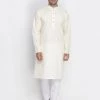Vastramay Men's Beige Cotton Kurta And Pyjama Set Kurta Sets
