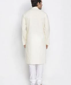 Vastramay Men's Beige Cotton Kurta And Pyjama Set Kurta Sets