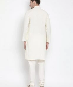 Vastramay Men's Beige Cotton Kurta And Pyjama Set Kurta Sets