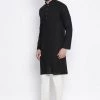 Vastramay Men's Black Cotton Kurta And Pyjama Set 2 Vastramay Men's Black Cotton Kurta And Pyjama Set