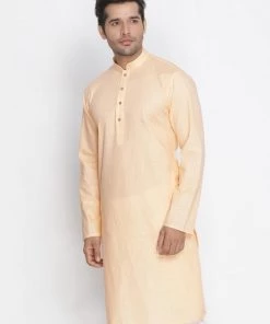 Vastramay Men's Beige Cotton Kurta