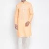 Vastramay Men's Beige Cotton Kurta And Pyjama Set 2 Vastramay Men's Beige Cotton Kurta And Pyjama Set