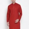 Vastramay Men's Maroon Cotton Kurta