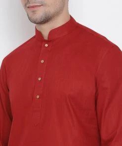 Vastramay Men's Maroon Cotton Kurta 10 Vastramay Men's Maroon Cotton Kurta