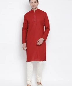 Vastramay Men's Maroon Cotton Kurta 12 Vastramay Men's Maroon Cotton Kurta