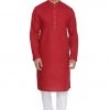 Vastramay Men's Maroon Cotton Kurta And Pyjama Set