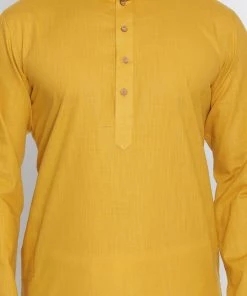 Vastramay Men's Yellow Cotton Kurta