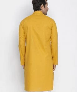 Vastramay Men's Yellow Cotton Kurta