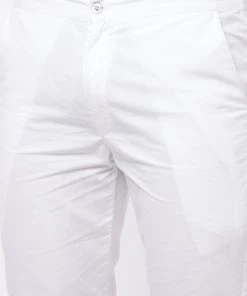 VASTRAMAY Men's Mustard And White Solid Cotton Blend Kurta Pyjama Set