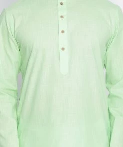 Vastramay Men's Mint Green Cotton Kurta 10 Vastramay Men's Mint Green Cotton Kurta