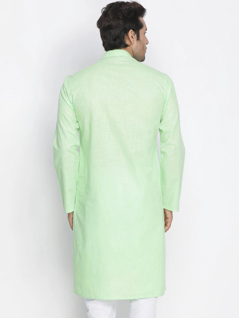 Vastramay Men's Mint Green Cotton Kurta 6 Vastramay Men's Mint Green Cotton Kurta