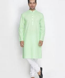 Vastramay Men's Mint Green Cotton Kurta 12 Vastramay Men's Mint Green Cotton Kurta