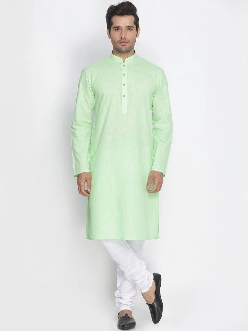 Vastramay Men's Mint Green Cotton Kurta 7 Vastramay Men's Mint Green Cotton Kurta