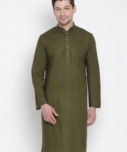 Vastramay Men's Green Cotton Kurta