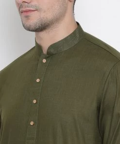 Vastramay Men's Green Cotton Kurta