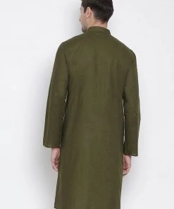 Vastramay Men's Green Cotton Kurta