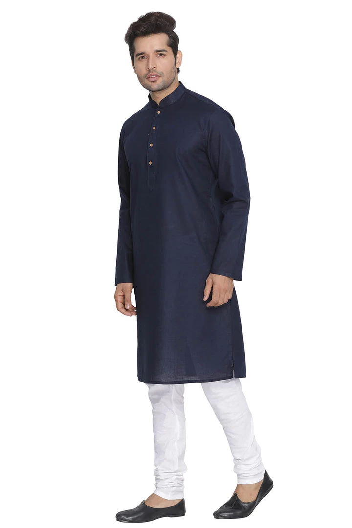 Vastramay Men's Blue Cotton Kurta And Pyjama Set 4 Vastramay Men's Blue Cotton Kurta And Pyjama Set